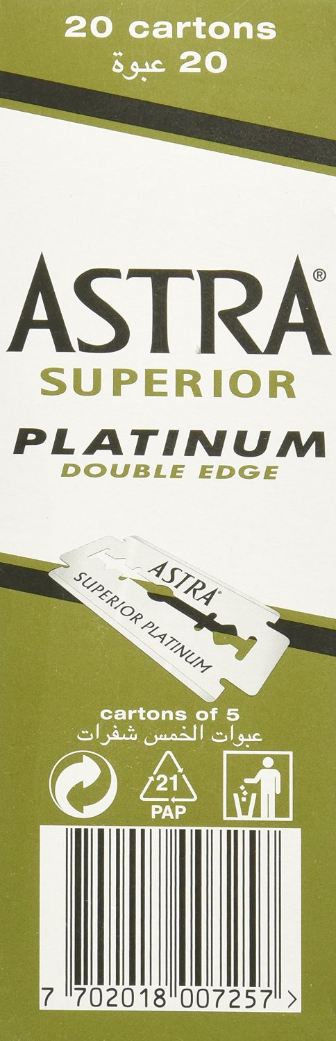 Astra Superior Platinum Double Edge Safety Razor Blades ,100 Blades (20 x 5)