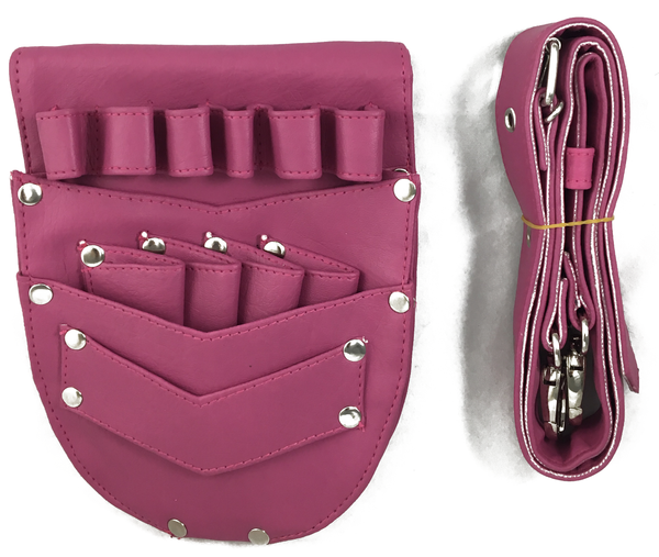 Leather Shear Holster - 6 loops - Pink