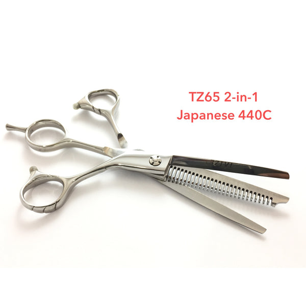 high quality 2-in-1 Stainless Steel barber hair cutting thinning tool and hair dressing scissor 