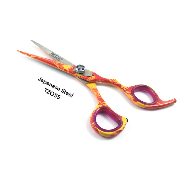 Professional Stylist Shears - Yellow & Red Swirls