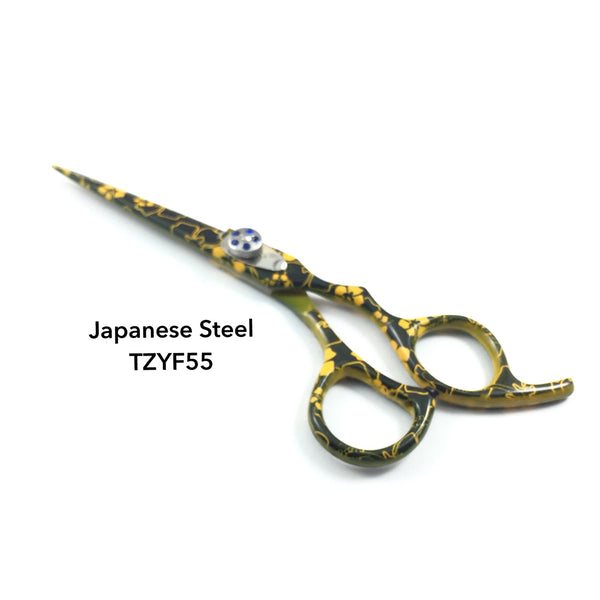 Professional Stylist Shears - Black & Yellow w- Floral Design